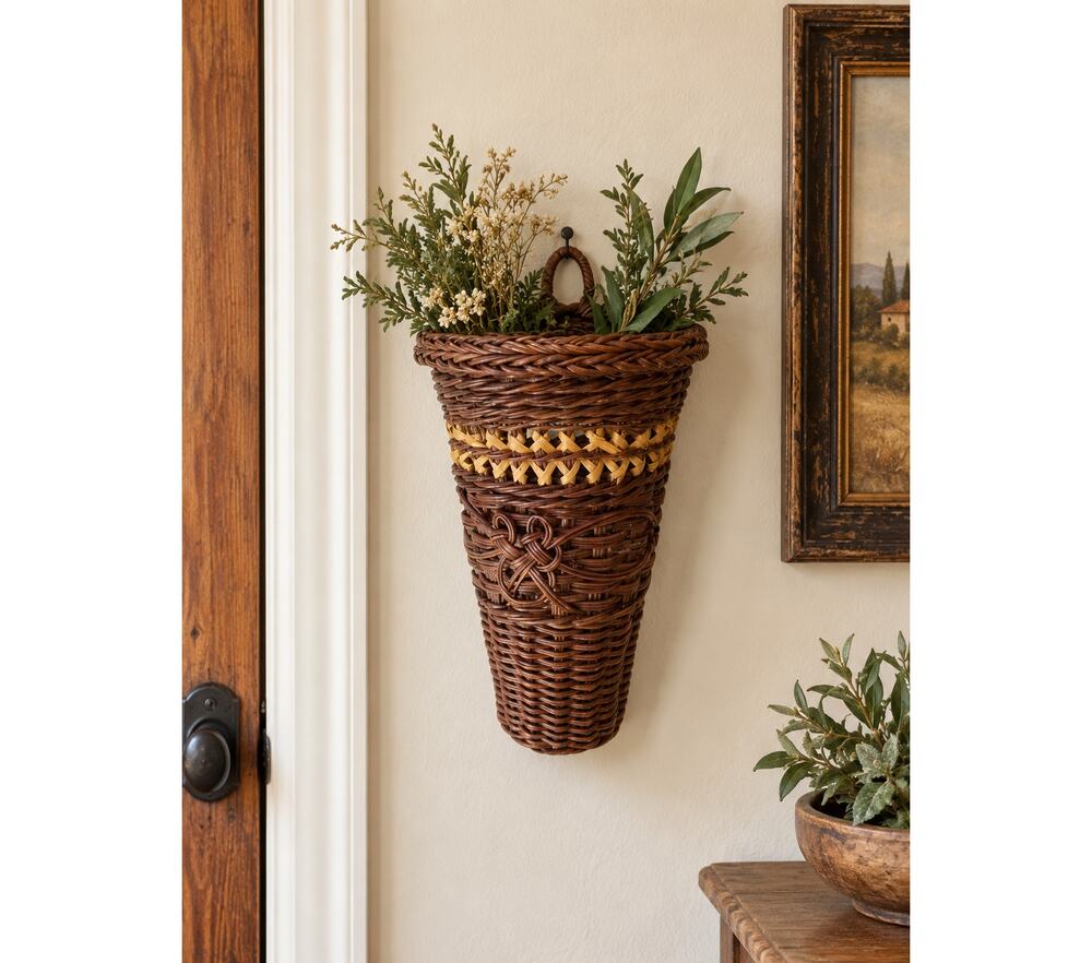 Vintage Wall Hanging Basket 10" H Country Cottage Farmhouse